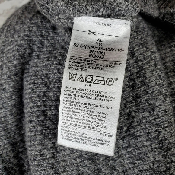 Gap Marled Knit Crewneck Sweater Gray Black XL - Picture 13 of 14